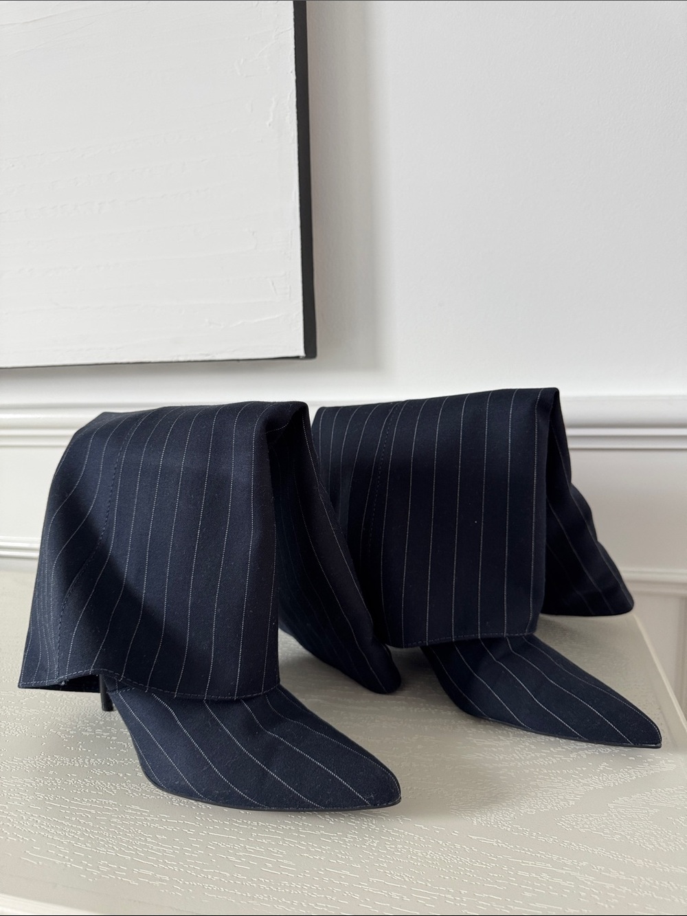 Zara Navy Pinstripe Pocket Square Pair